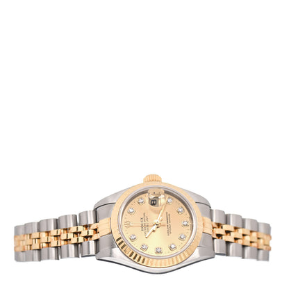 Rolex Stainless Steel 18K Yellow Gold Diamond 26mm Oyster Perpetual Datejust Watch Champagne 79173 2 of 4