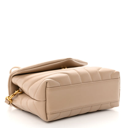 Saint Laurent Calfskin Y Quilted Monogram Toy Loulou Crossbody Bag Dark Beige 4 of 9