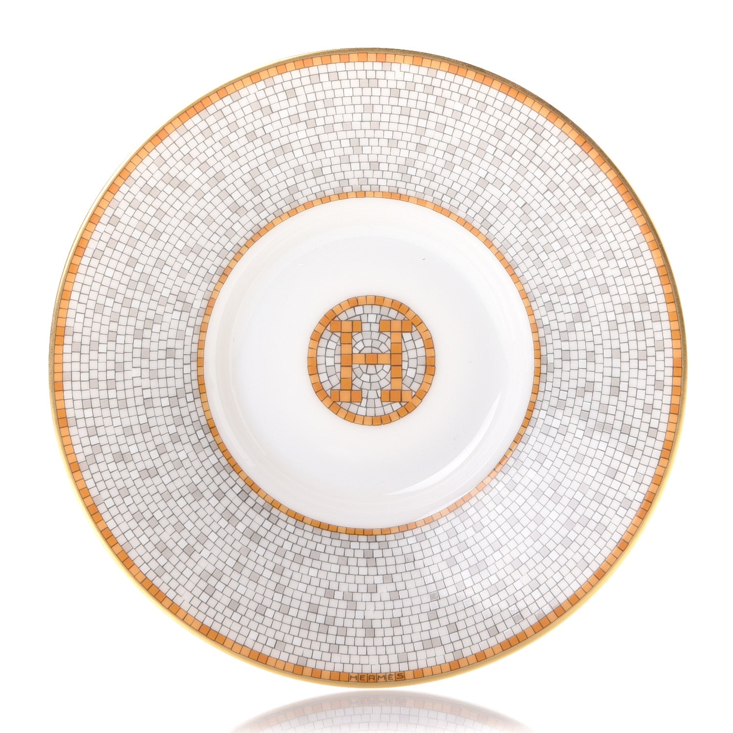 Hermes Porcelain Mosaique Au 24 Gold Coffee Cup and Saucer Set of 2 2 of 6