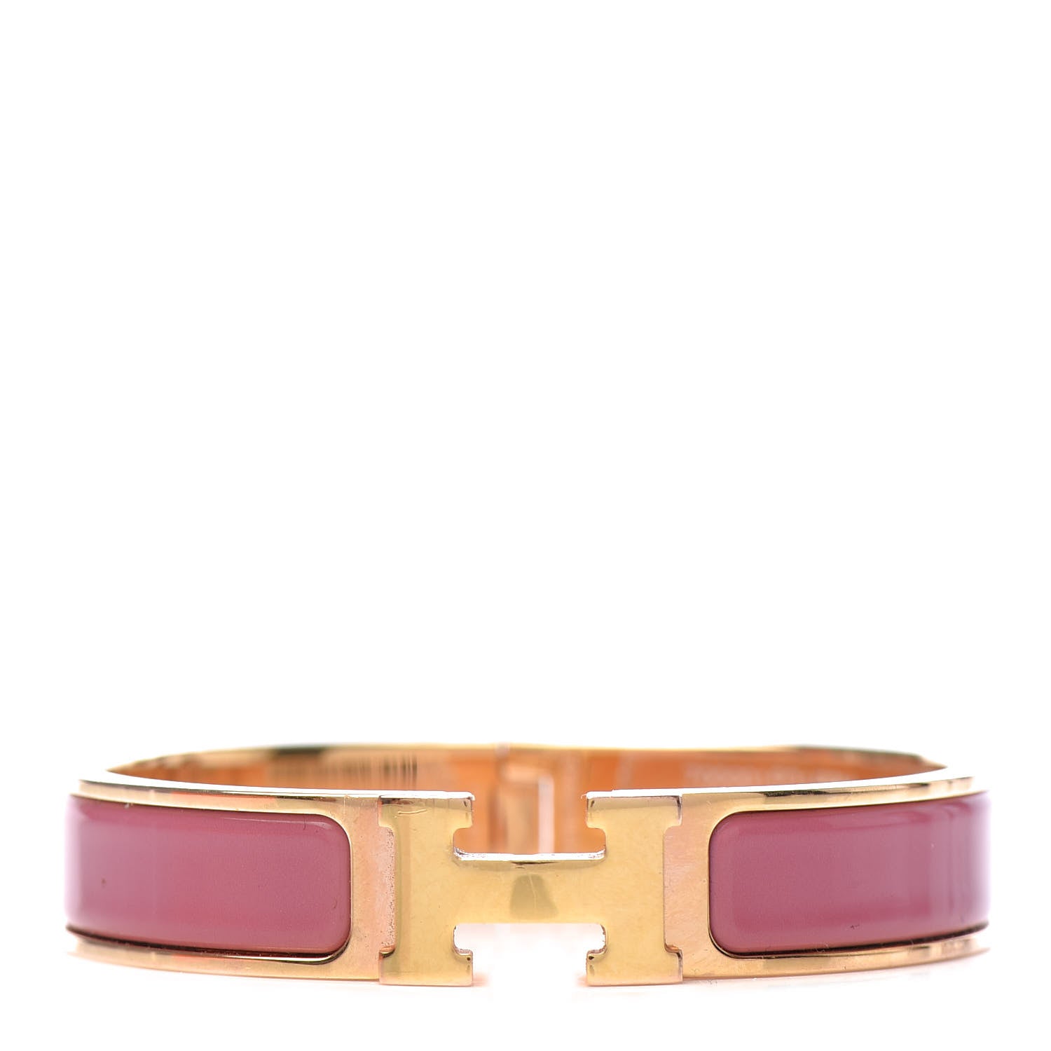 Hermes Enamel Narrow Clic Clac H Bracelet PM Rose Velours 1 of 6