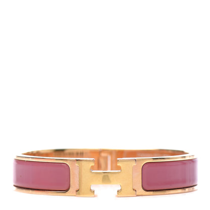 Hermes Enamel Narrow Clic Clac H Bracelet PM Rose Velours 1 of 6
