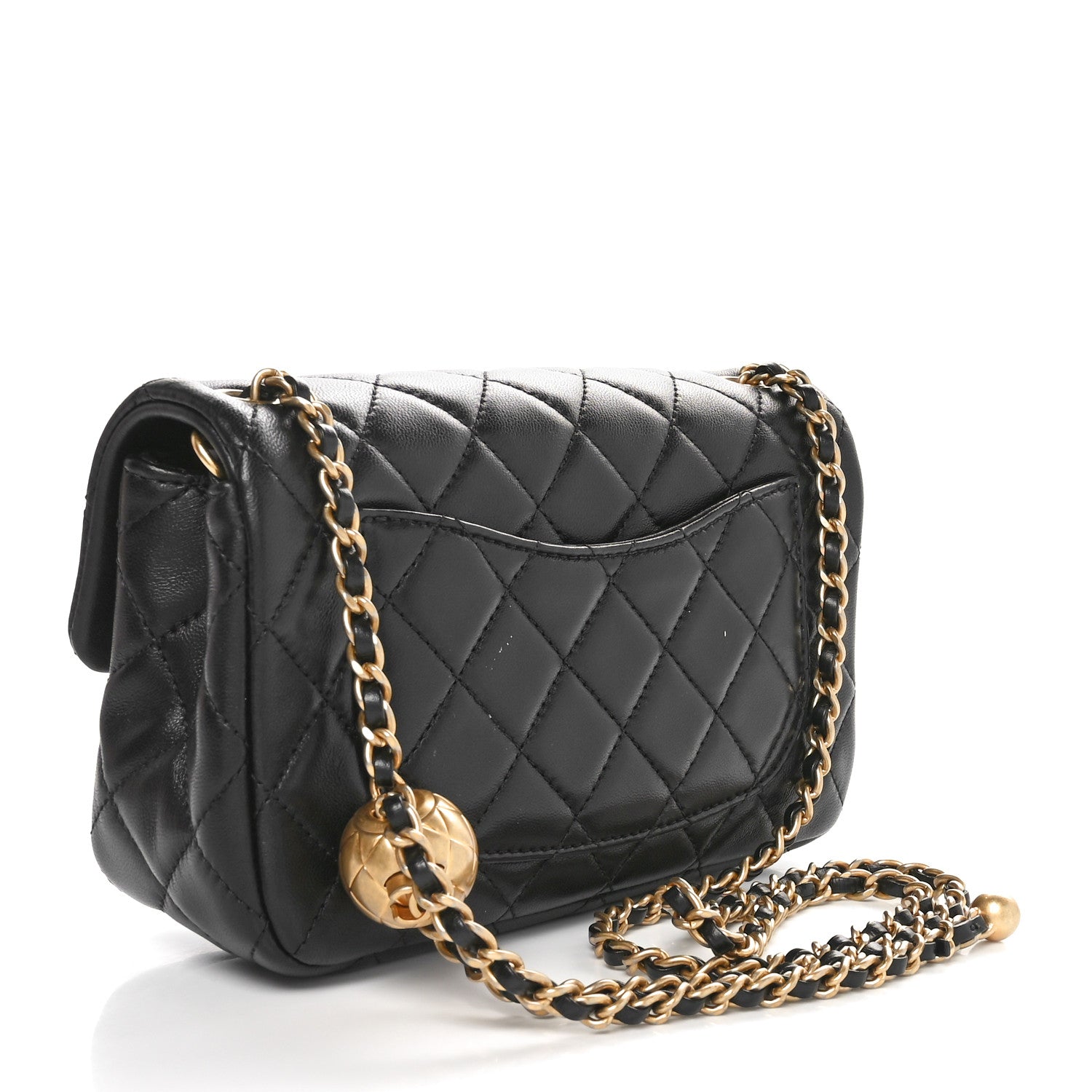 Chanel Lambskin Quilted Mini Rectangular Pearl Crush Flap Black
