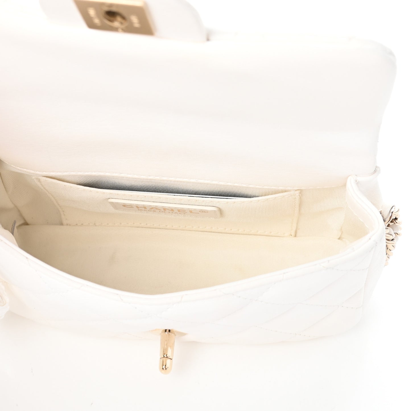 Lambskin Quilted Mini My Precious Flap White