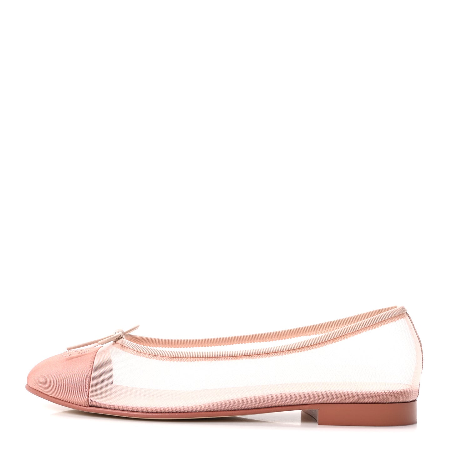 Mesh Grosgrain CC Cap Toe Ballerina Flats 41 Light Pink Dark Pink