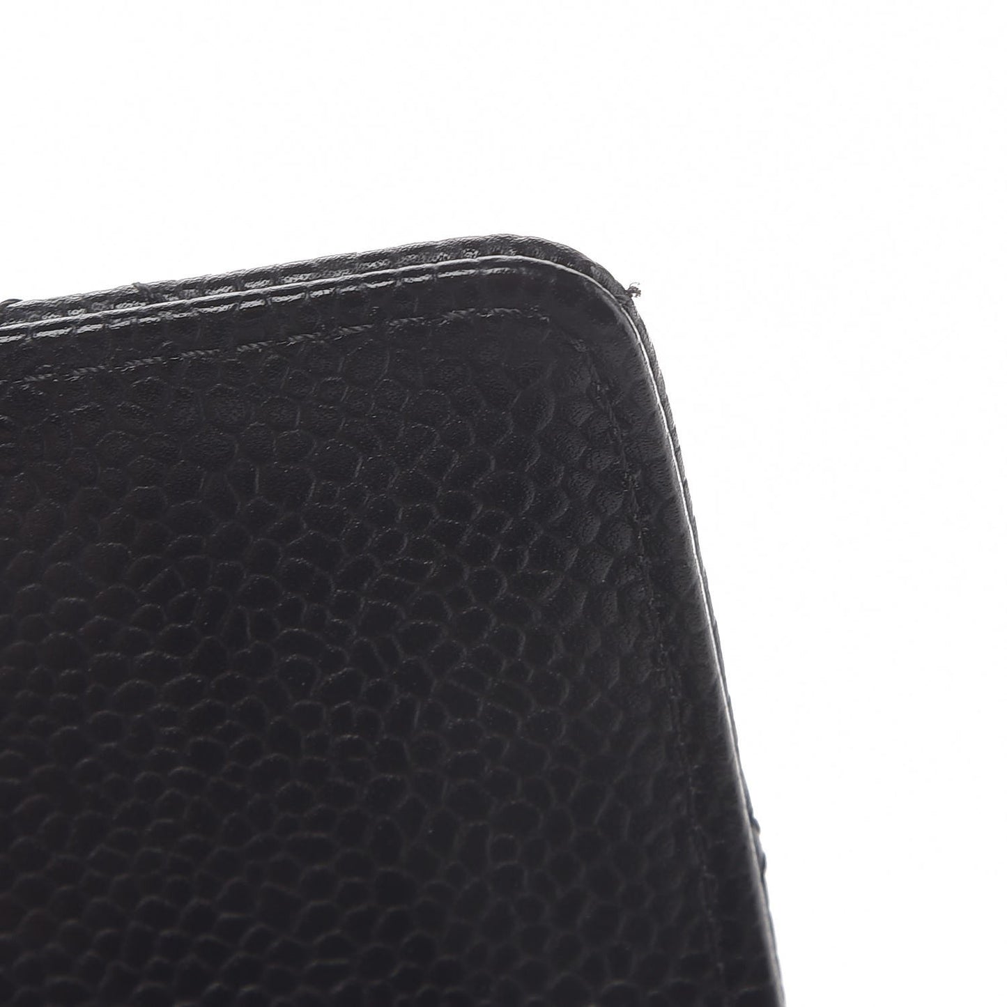 Caviar Quilted Flap Card Holder Black