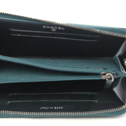 Chanel Iridescent Caviar Quilted Medium Filigree Zip Around Wallet Dark Turquoise 5 of 12