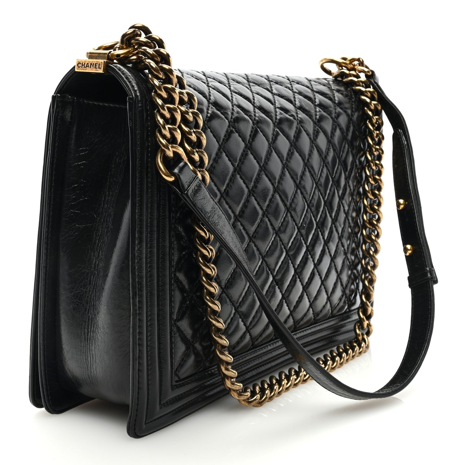 Chanel Glazed Calfskin Quilted Large Boy Flap Black 3 of 9