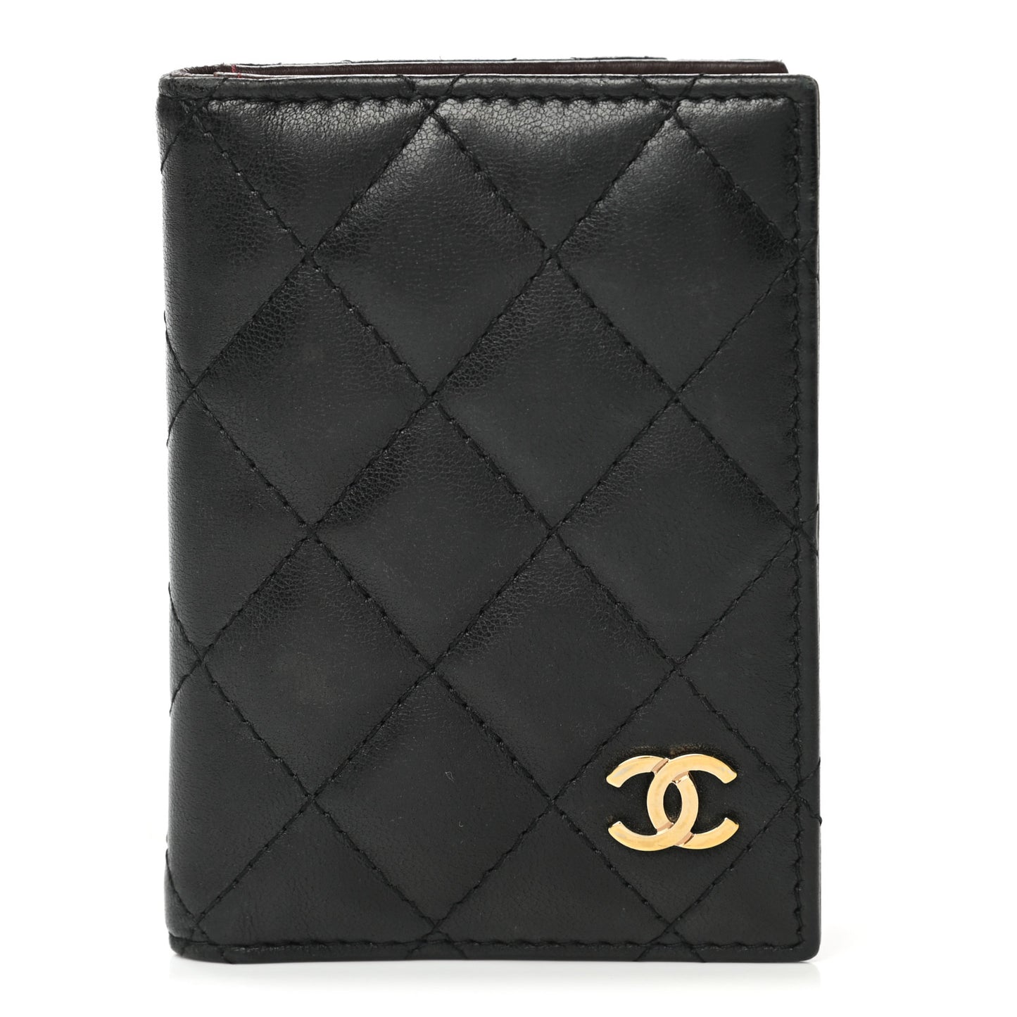Lambskin Quilted Card Holder Wallet Black