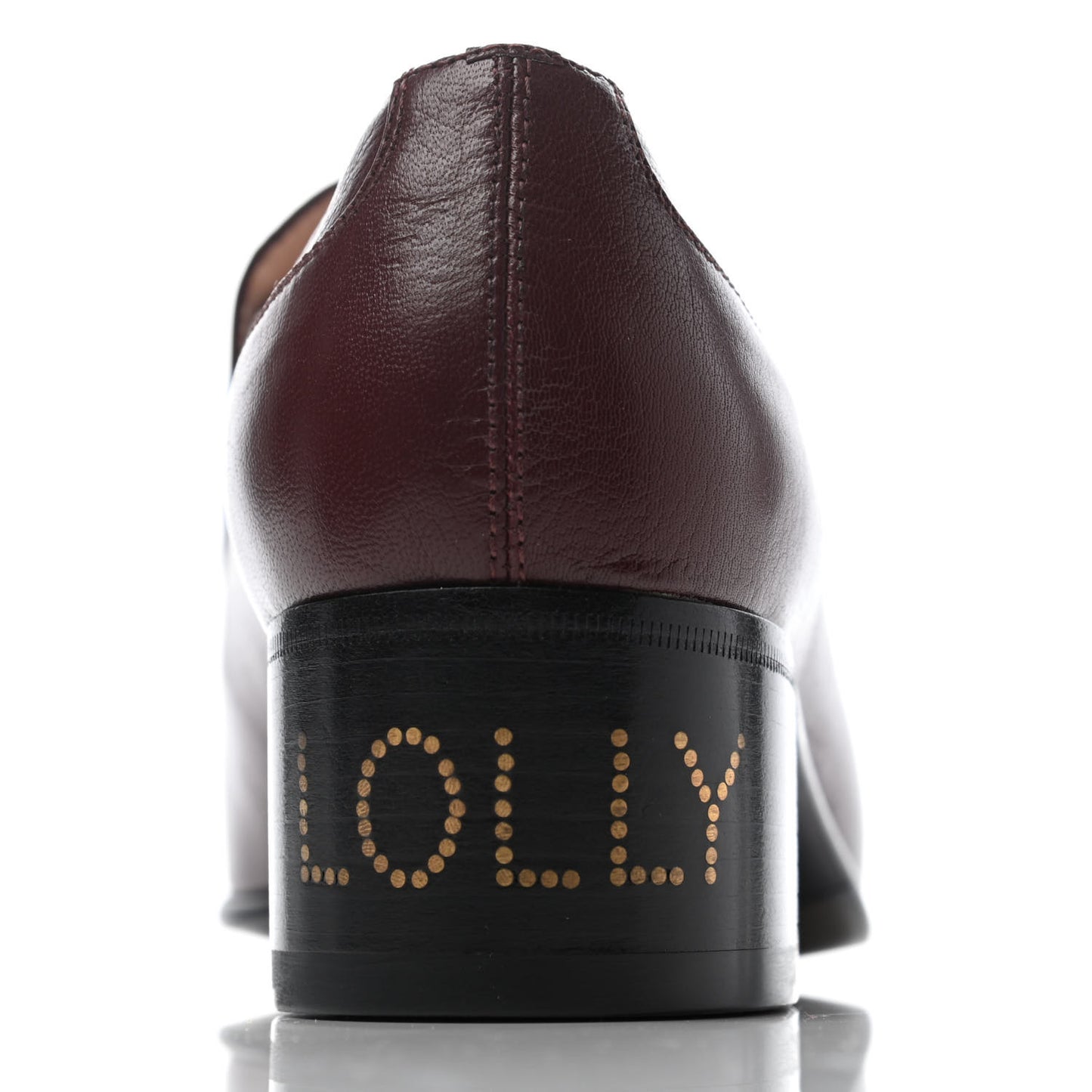 Goatskin Womens Chain Mid-Heel Loafers 38.5 Burgundy