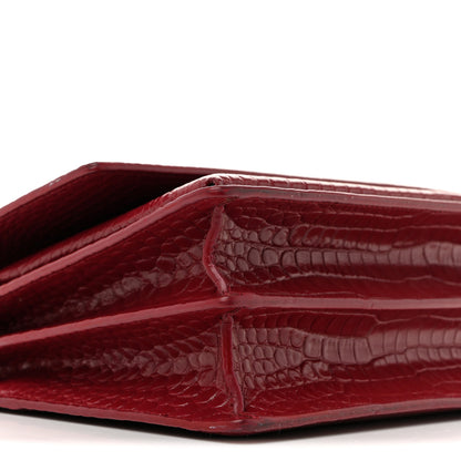 Saint Laurent Calfskin Crocodile Embossed Medium Monogram Sunset Rouge Eros 9 of 14