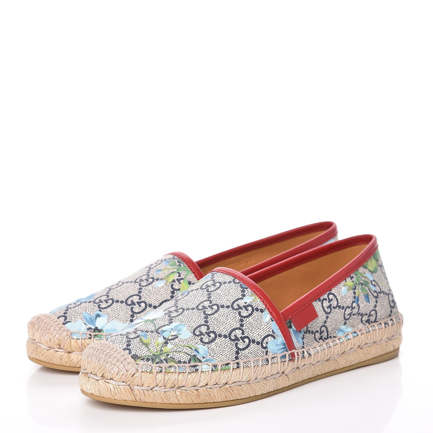 Gucci GG Supreme Monogram Blooms Espadrilles 36 Beige Blue Navy Hibiscus Red 3 of 10