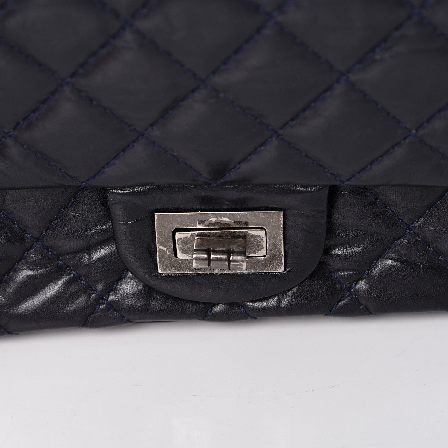 Chanel Aged Calfskin Quilted 2.55 Reissue 225 Flap Navy Blue 12 of 13
