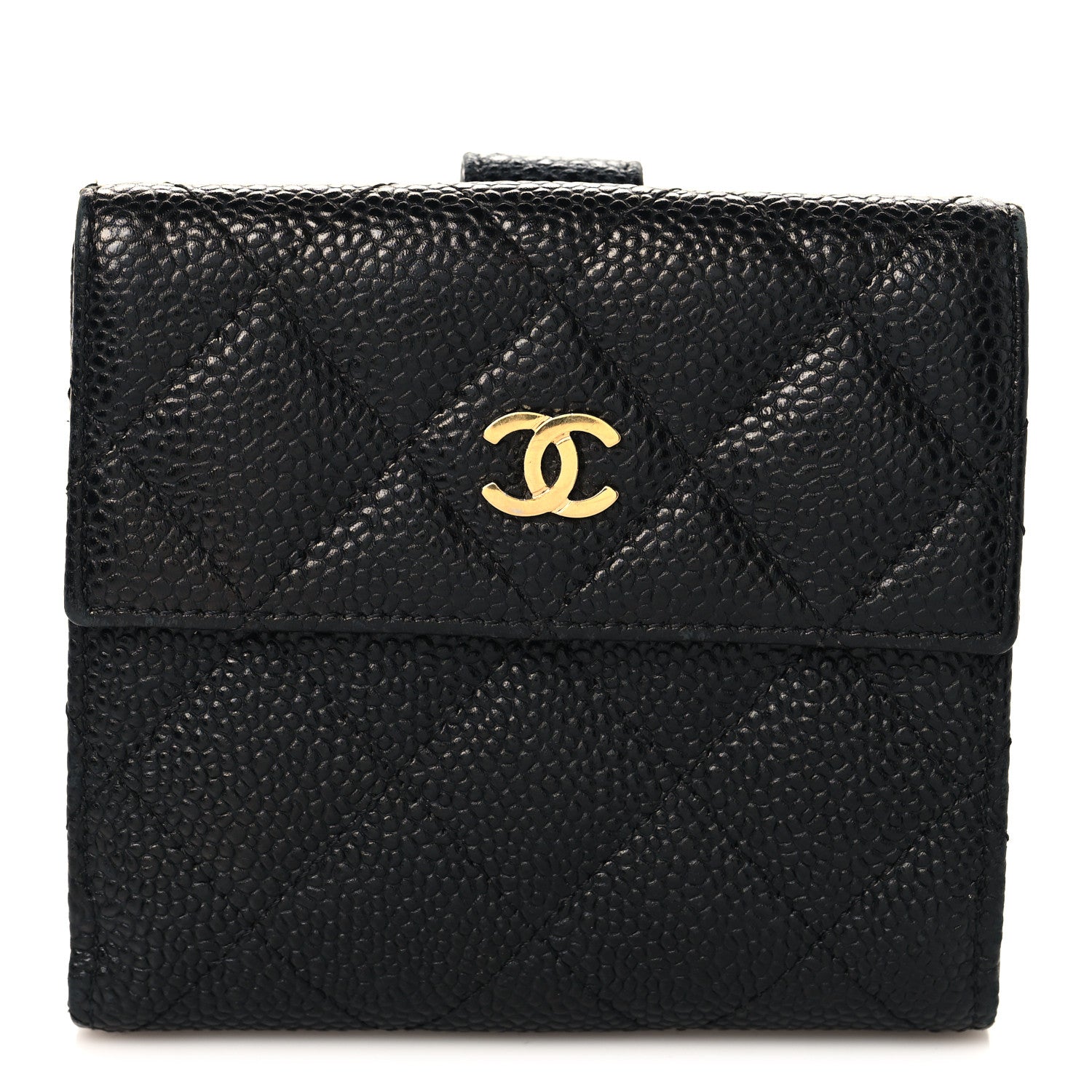 Chanel Caviar Quilted Compact French Flap Wallet Black 1 of 8