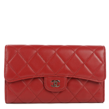 Chanel Lambskin Quilted Large Flap Wallet Red 1 of 9