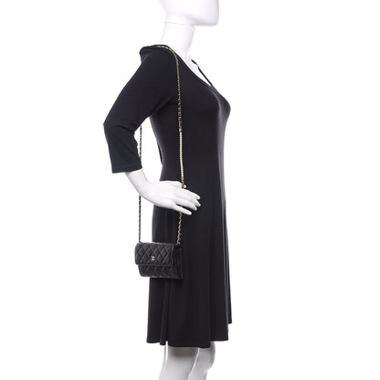 Chanel Lambskin Quilted Pearl Clutch With Chain Black 3 of 13