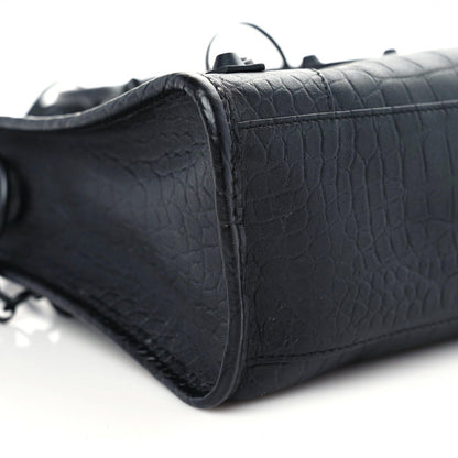 Balenciaga Matte Supple Lambskin Crocodile Embossed Classic Black Hardware S City Black 5 of 12