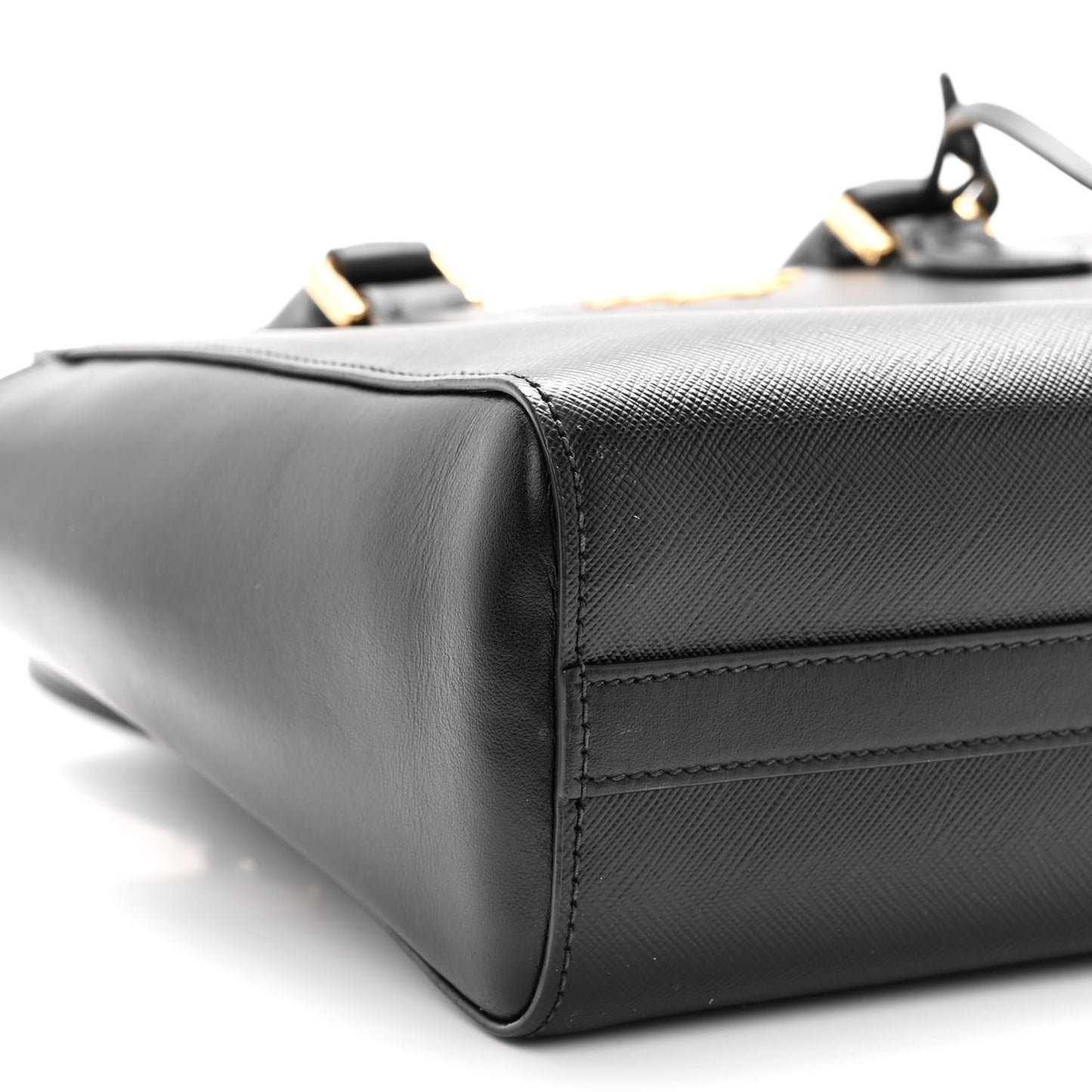 Saffiano Soft Calfskin Small Zippered Tote Black