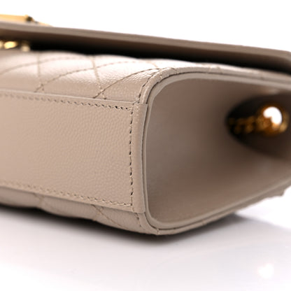 Saint Laurent Grain De Poudre Textured Mixed Matelasse Triquilt Small Monogram Satchel Dark Beige 9 of 9