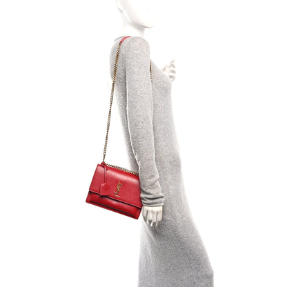 Saint Laurent Calfskin Medium Monogram Sunset Rouge Eros 2 of 12