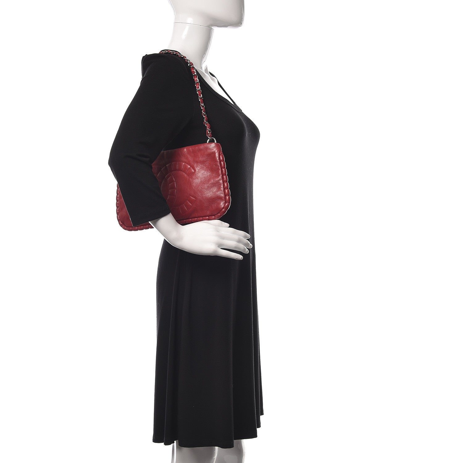 Chanel Calfskin On The Bund Pochette Dark Red 2 of 10
