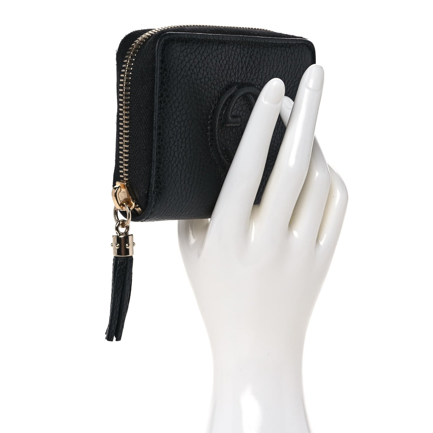 Pebbled Calfskin Small Soho Zip Around Wallet Black