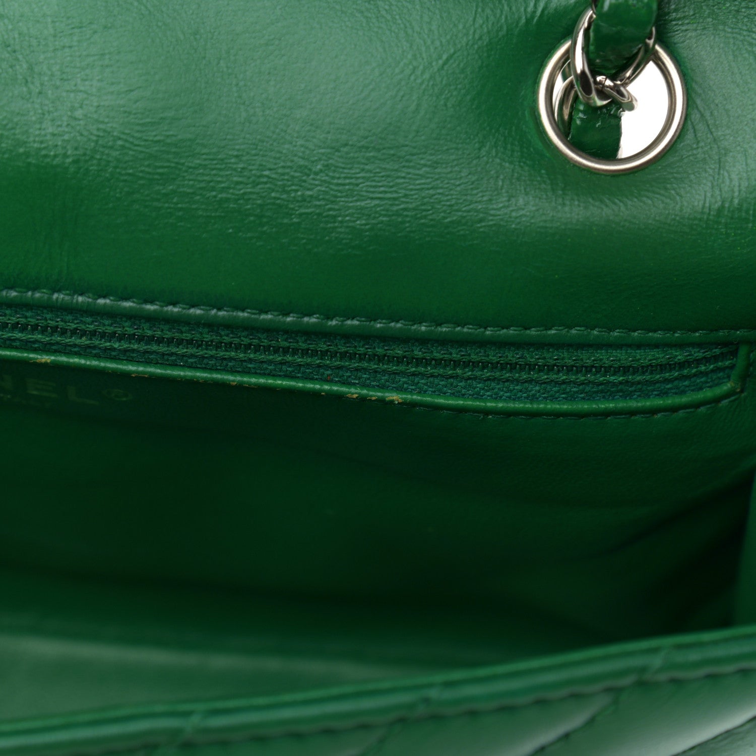 Chanel Lambskin Chevron Quilted Medium Single Flap Green 6 of 13