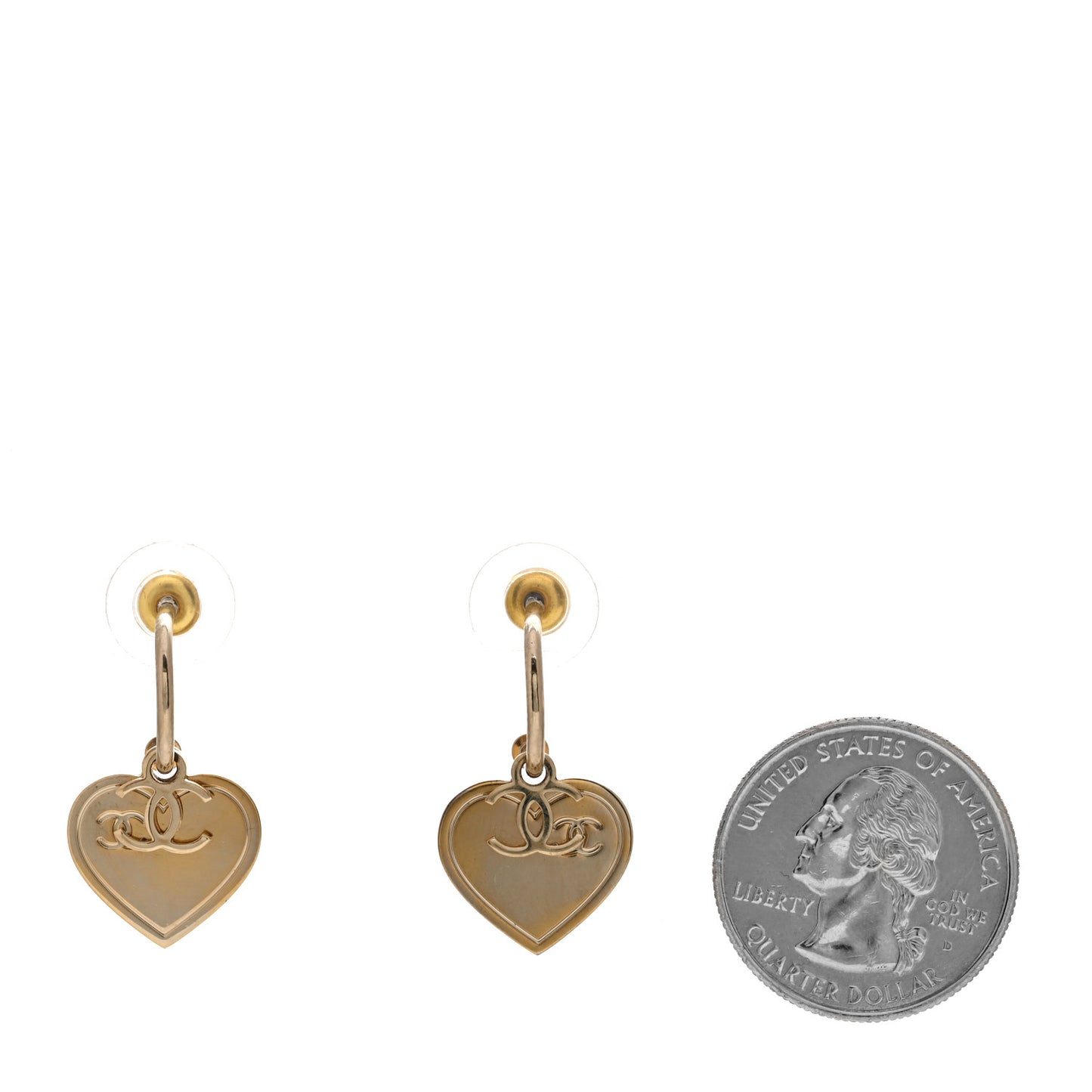 Heart CC Dangle Earrings Gold