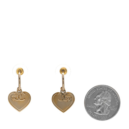 Chanel Heart CC Dangle Earrings Gold 2 of 4