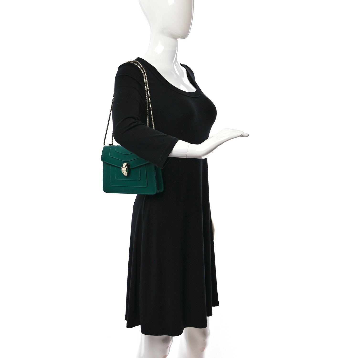Bulgari Calfskin Small Serpenti Forever Snake Strap Crossbody Bag Emerald Green 2 of 8