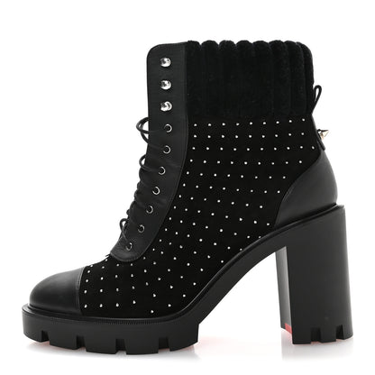 Christian Louboutin Calfskin Suede Cake Velvet Studded Dakita Lug 70 Boots 40.5 Black 1 of 7