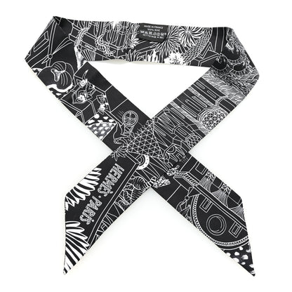 Hermes Silk Animapolis Twilly Black White 1 of 4