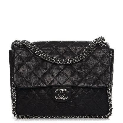 Chanel Washed Lambskin Quilted Maxi Chain Around Flap Black 1 of 8