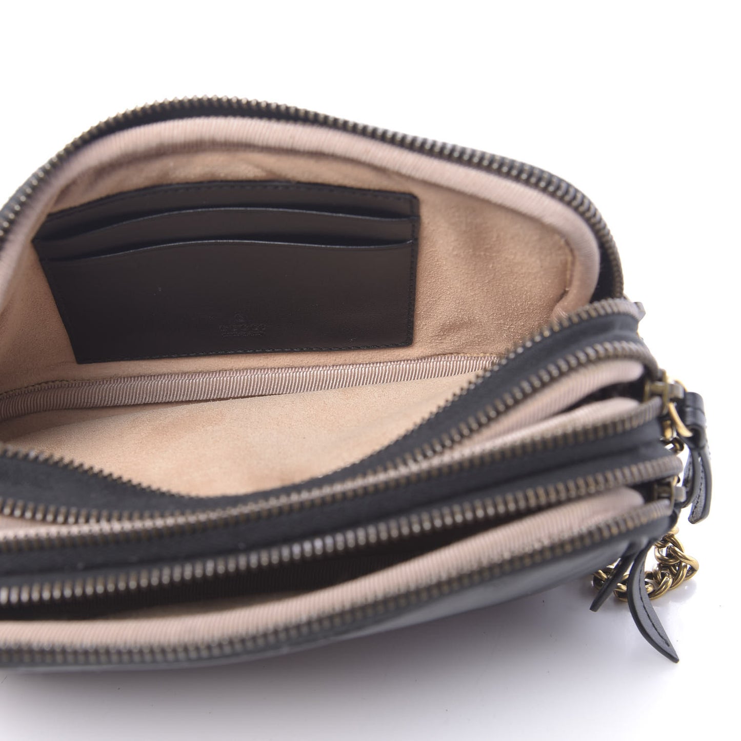Calfskin Matelasse Mini GG Marmont Chain Crossbody Bag Black