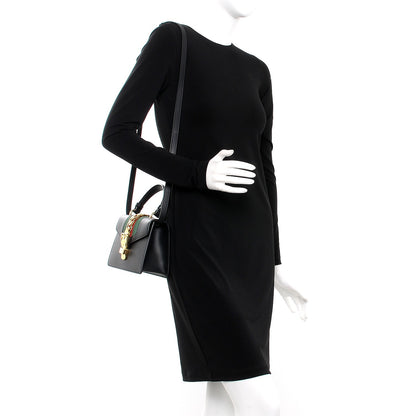 Gucci Calfskin Mini Sylvie Top Handle Bag Black 2 of 11