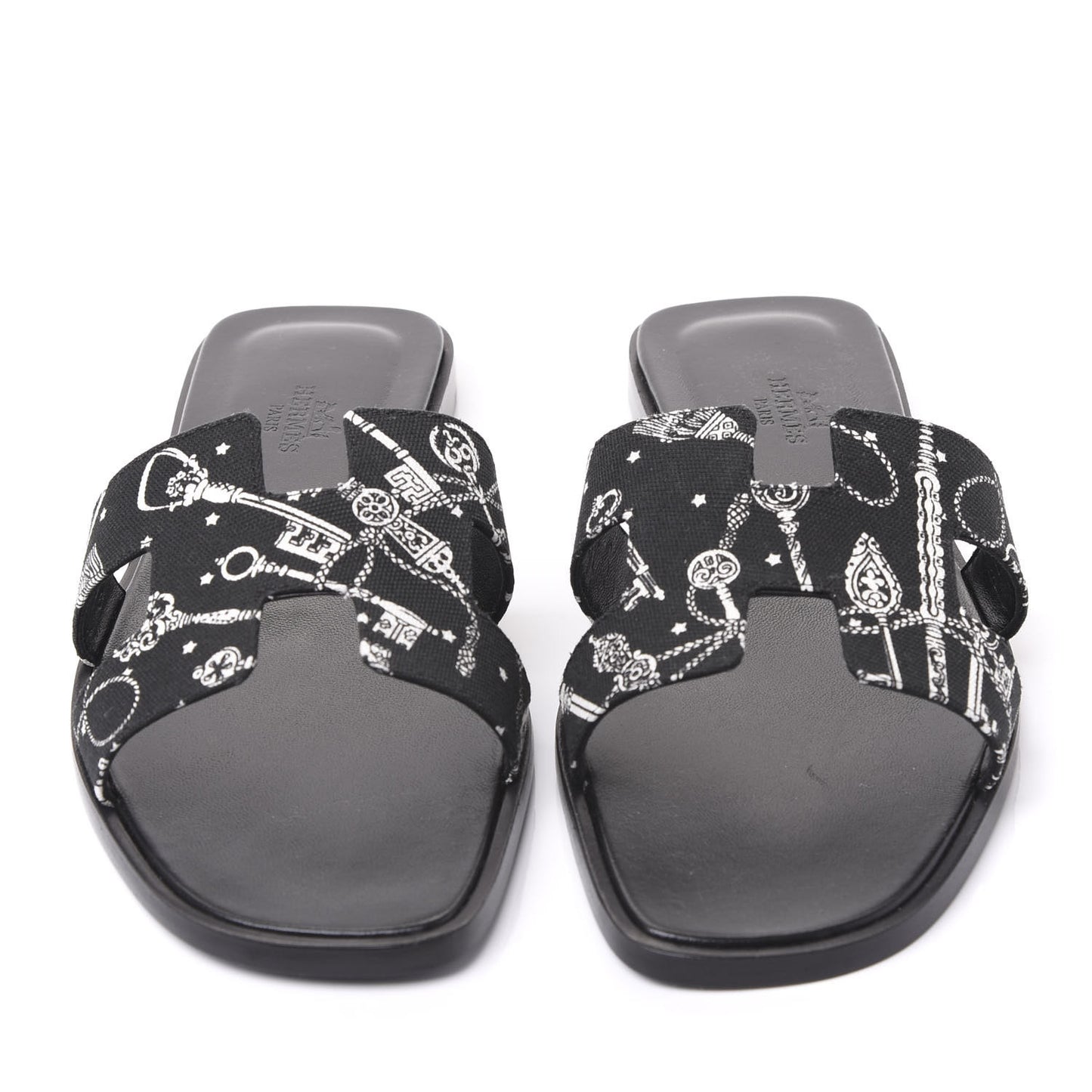 Cotton Canvas Printed Les Cles Bandana Oran Sandals 37 Black