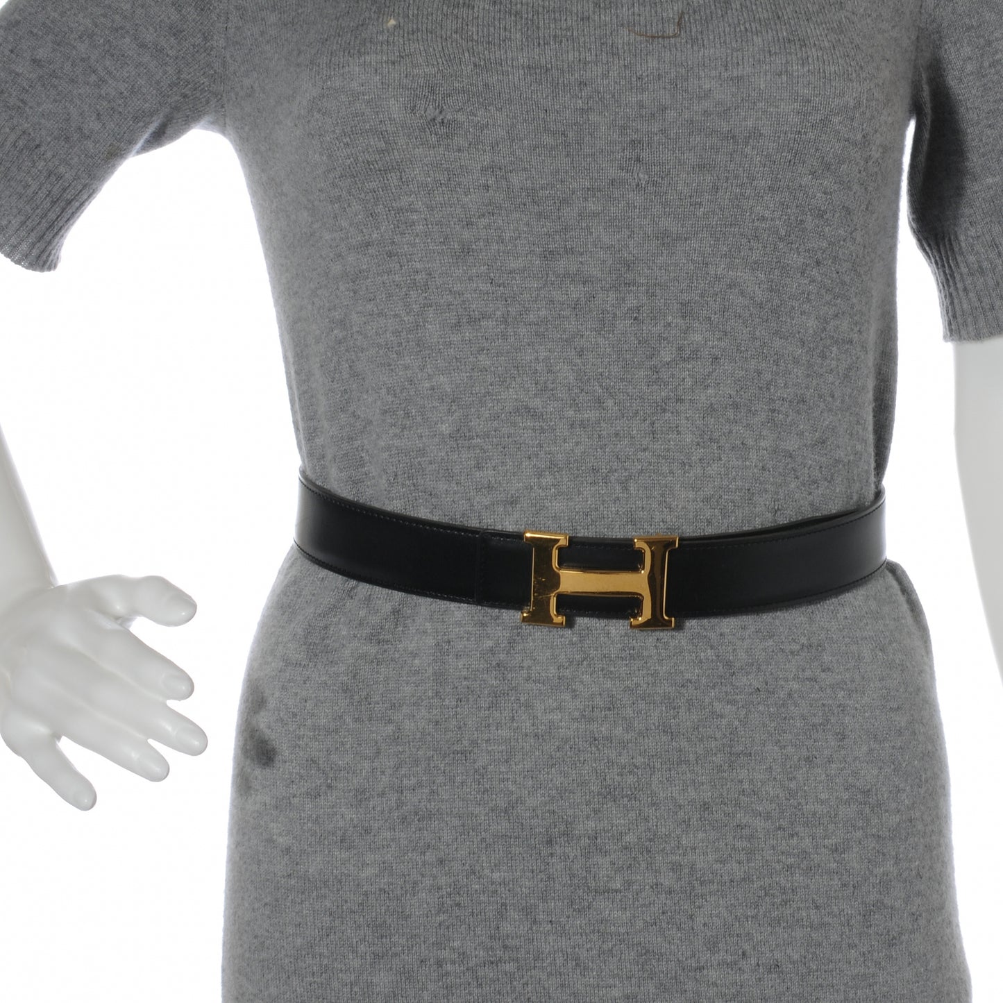 Box Courchevel Reversible Constance 32mm H Belt Noir Gold 70