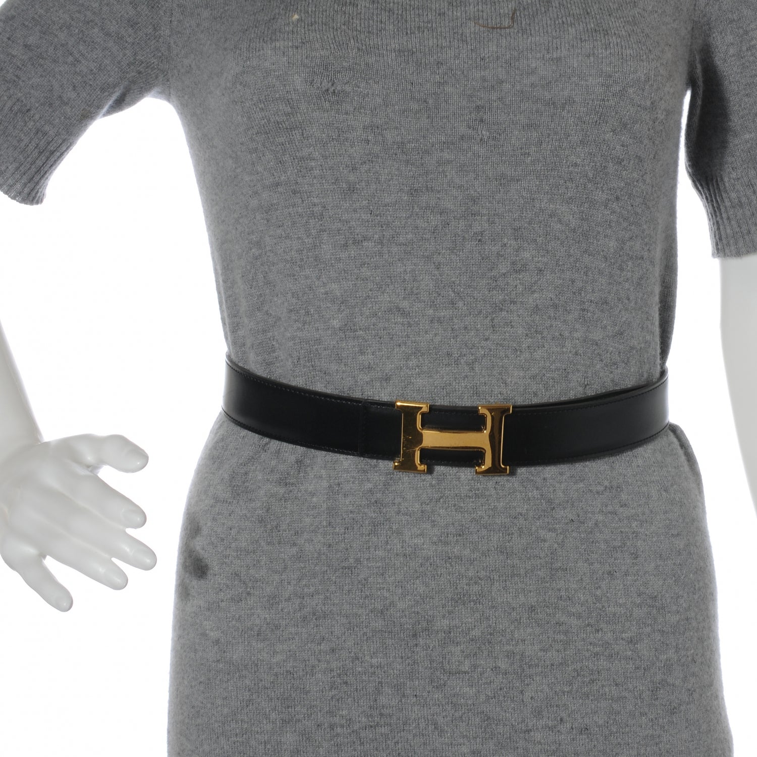 Hermes Box Courchevel Reversible Constance 32mm H Belt Noir Gold 70 2 of 6