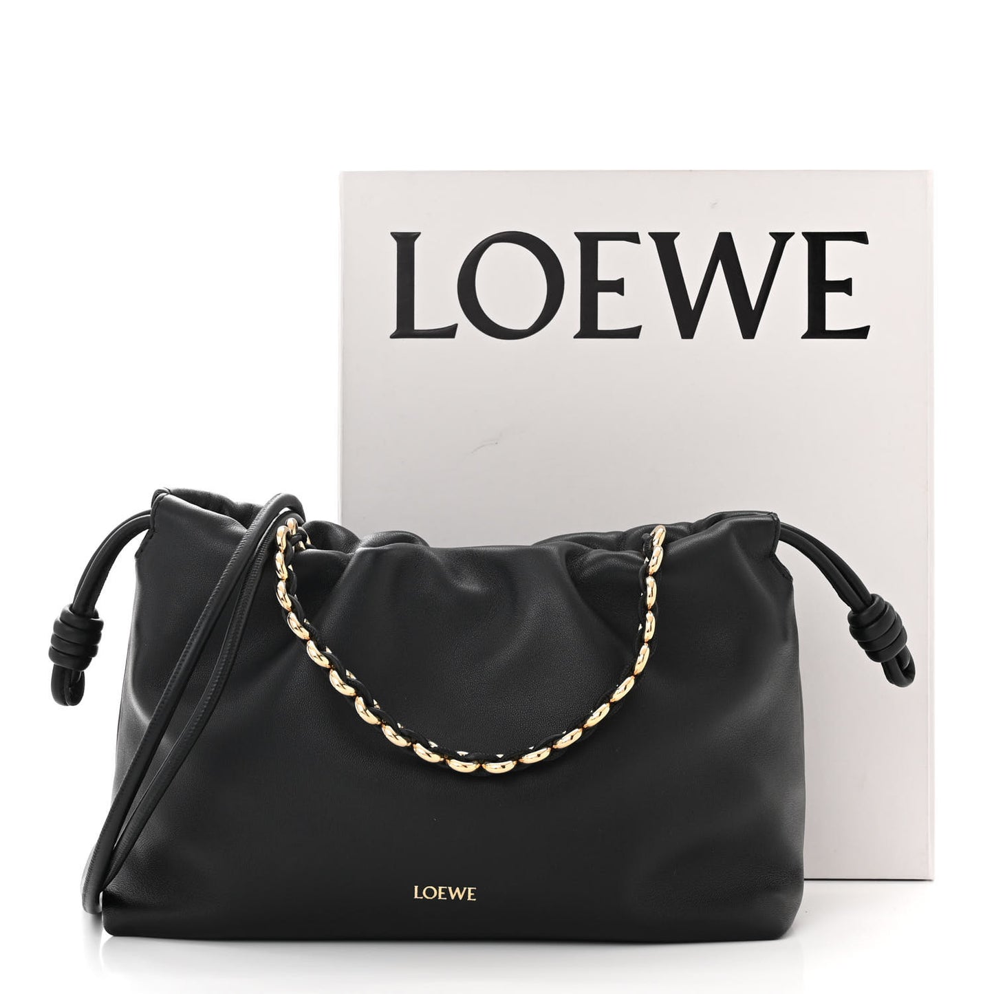 Mellow Nappa Donut Chain Flamenco Knot Clutch Black