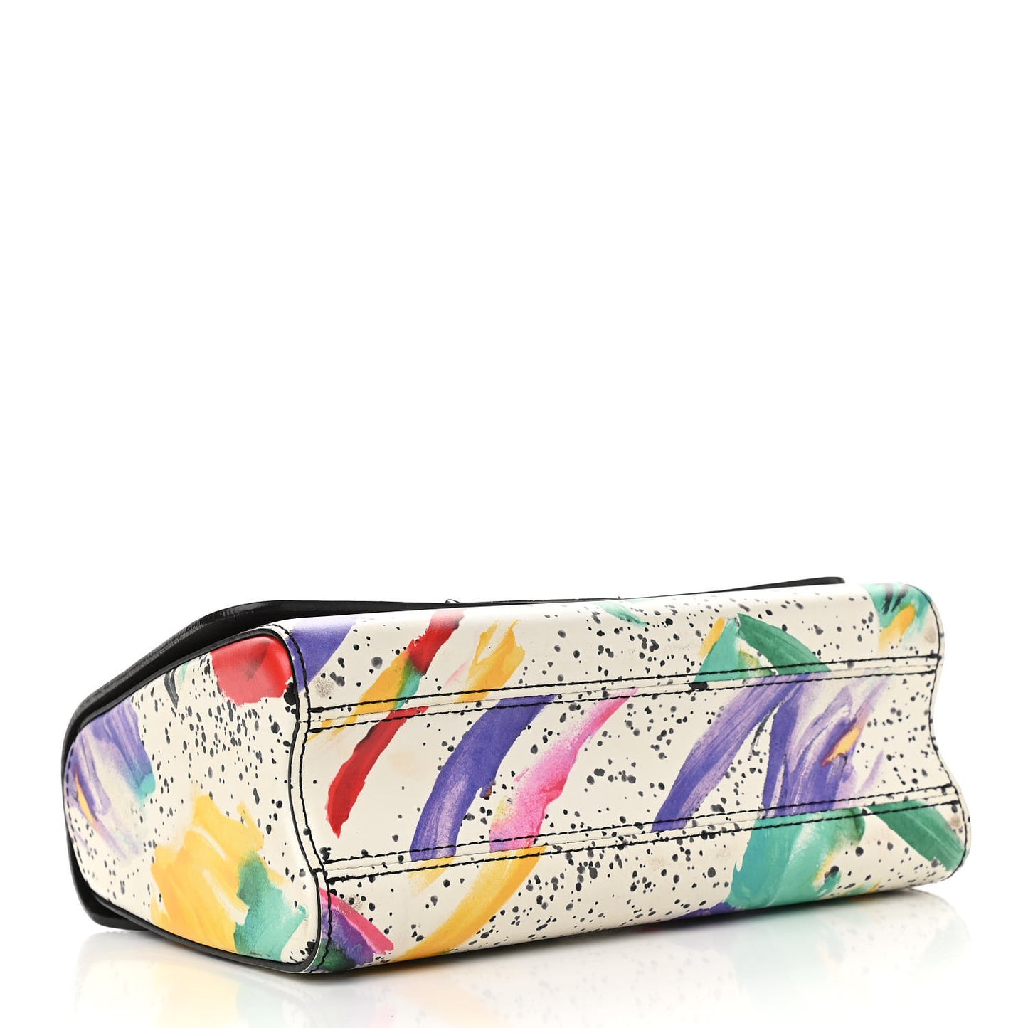 Calfskin Splash Print Twist Shoulder Bag MM White