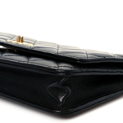 Chanel Lambskin Quilted CC Pearl Crush Wallet on Chain WOC Black 11 of 11