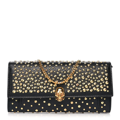 Alexander McQueen Calfskin Studded Skull Wallet on Chain Black 1 of 10