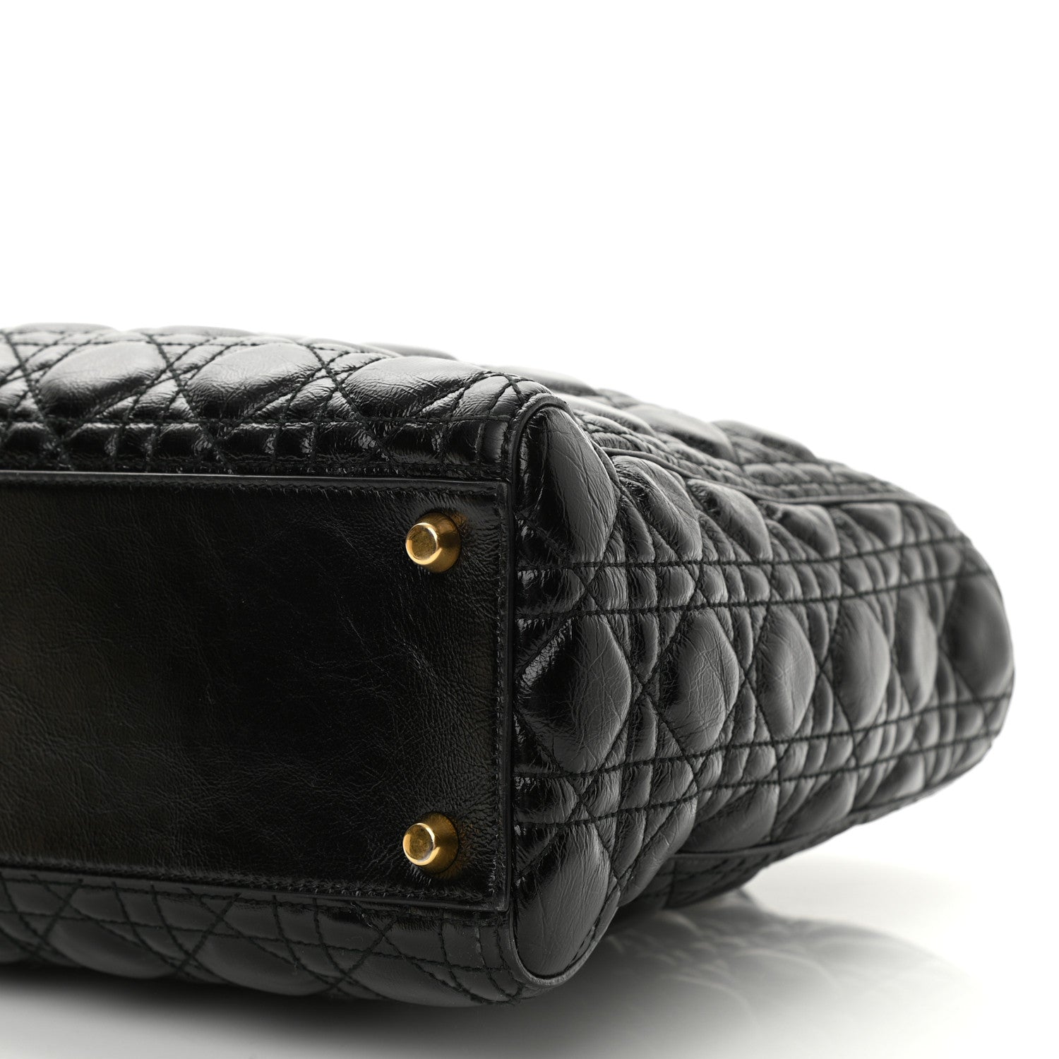 Christian Dior Crinkled Patent Cannage Large Lady Dior Black 9 of 9