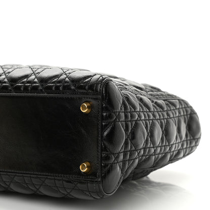 Christian Dior Crinkled Patent Cannage Large Lady Dior Black 9 of 9