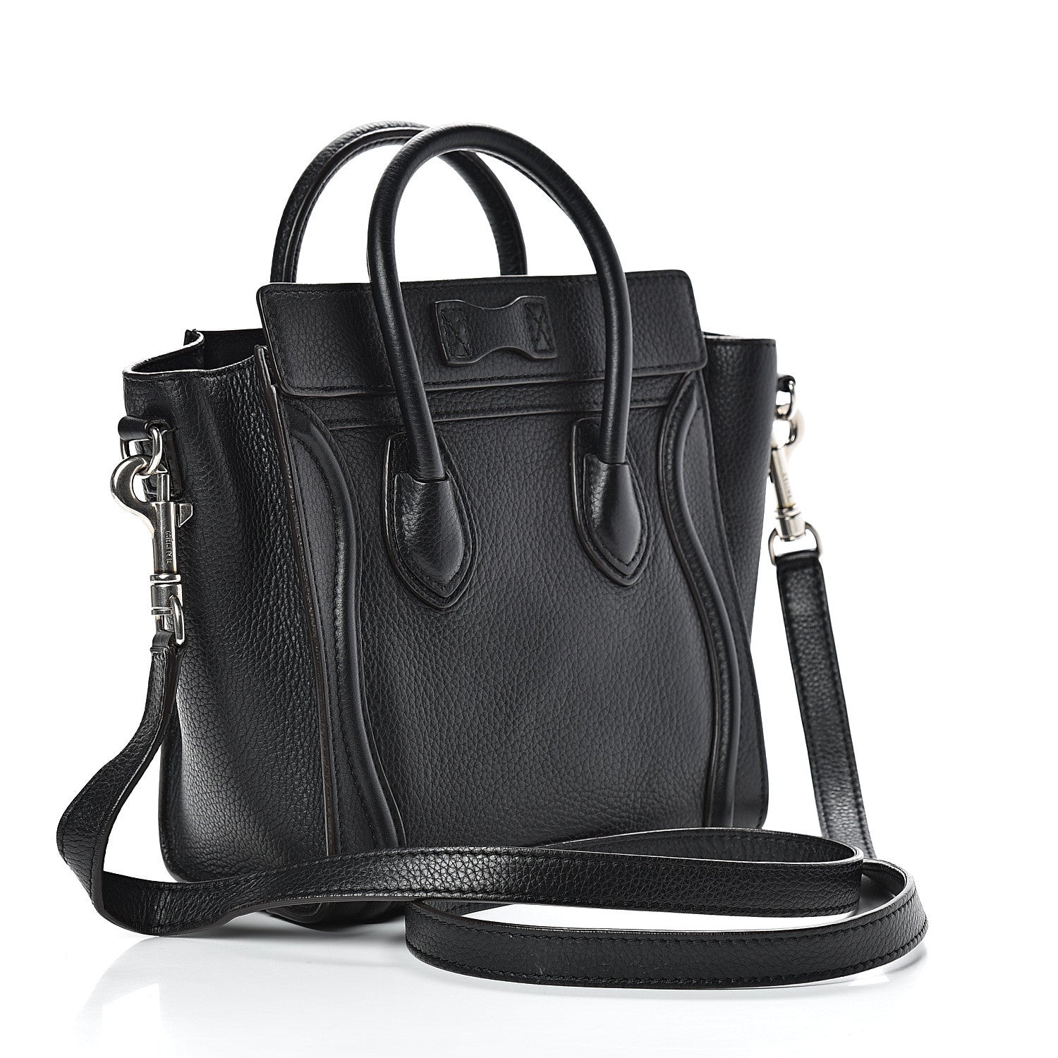 Celine Drummed Calfskin Nano Luggage Black 2 of 11