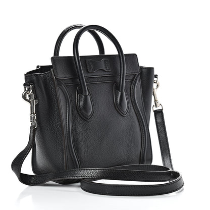 Celine Drummed Calfskin Nano Luggage Black 2 of 11