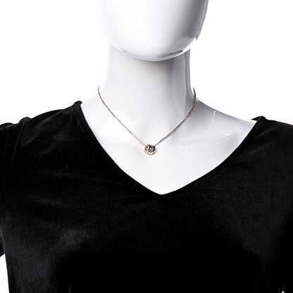 Cartier 18K White Pink Gold Diamond Three Ring LOVE Pendant Necklace 2 of 6