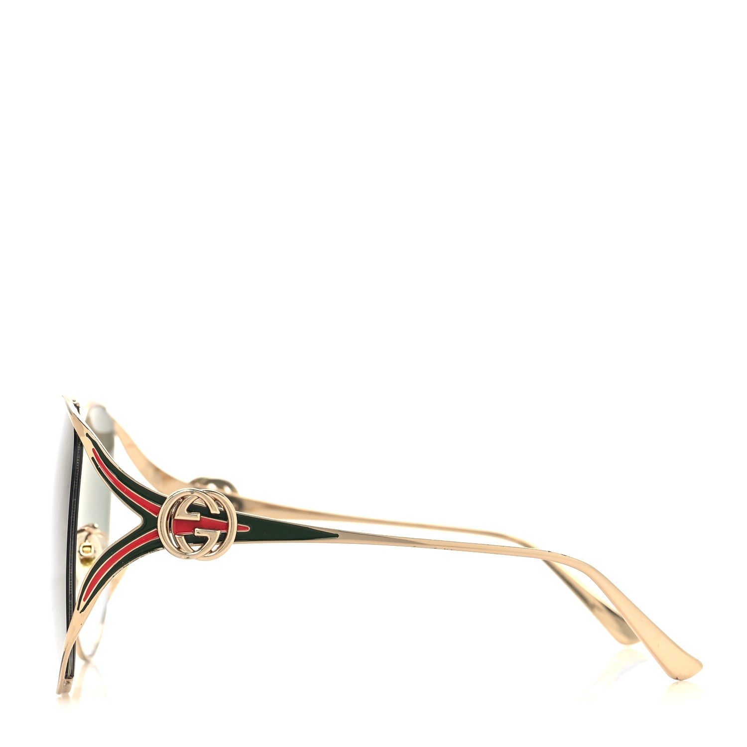 Gucci Metal Oversized Round Frame GG0225S Sunglasses Gold 3 of 9