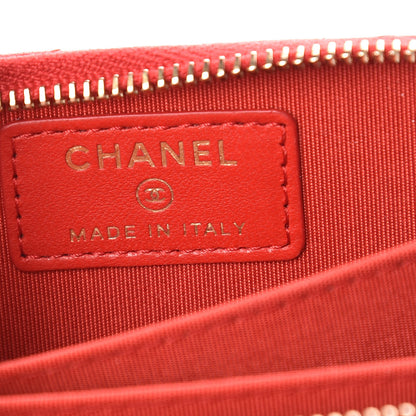 Chanel Lambskin Quilted Camellia Zip Coin Purse Red 6 of 8
