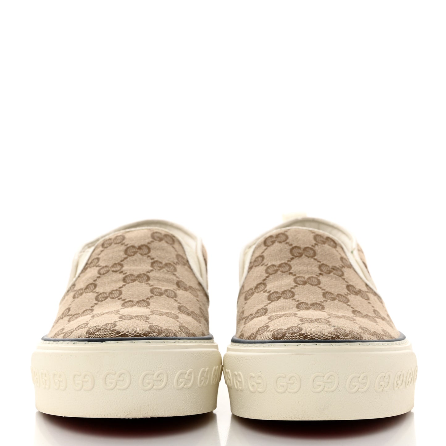 GG Monogram Womens 1977 Tennis Slip On 30mm Sneakers 40 Beige Ebony Mystic White