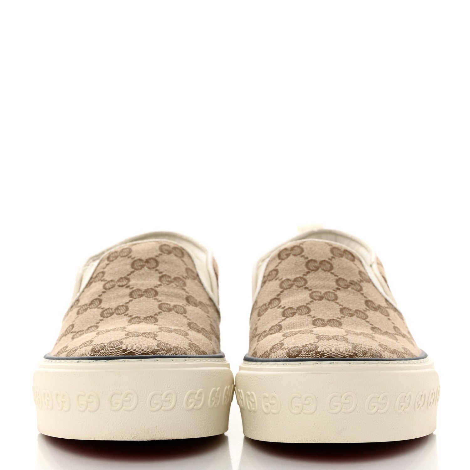 Gucci GG Monogram Womens 1977 Tennis Slip On 30mm Sneakers 40 Beige Ebony Mystic White 2 of 10